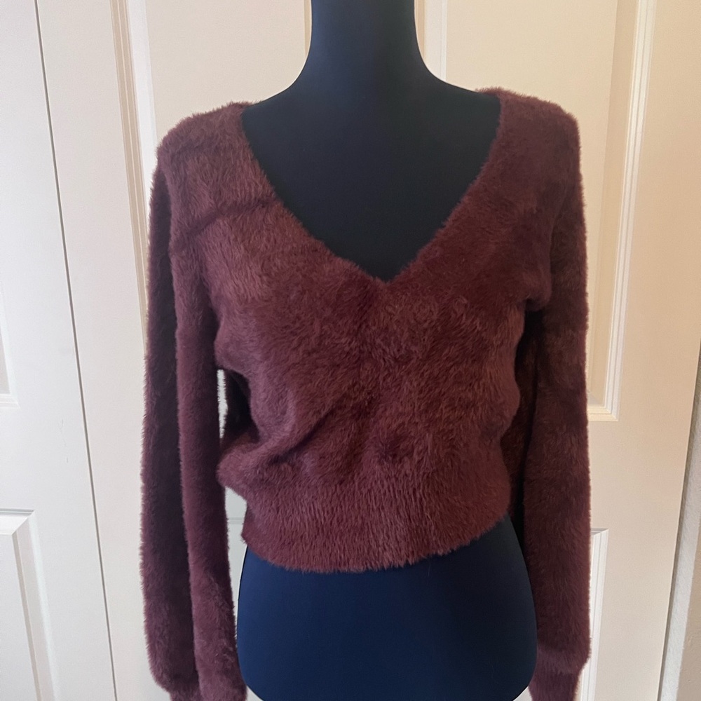 Aritzia V-Neck Sweater in Rich Burgundy
